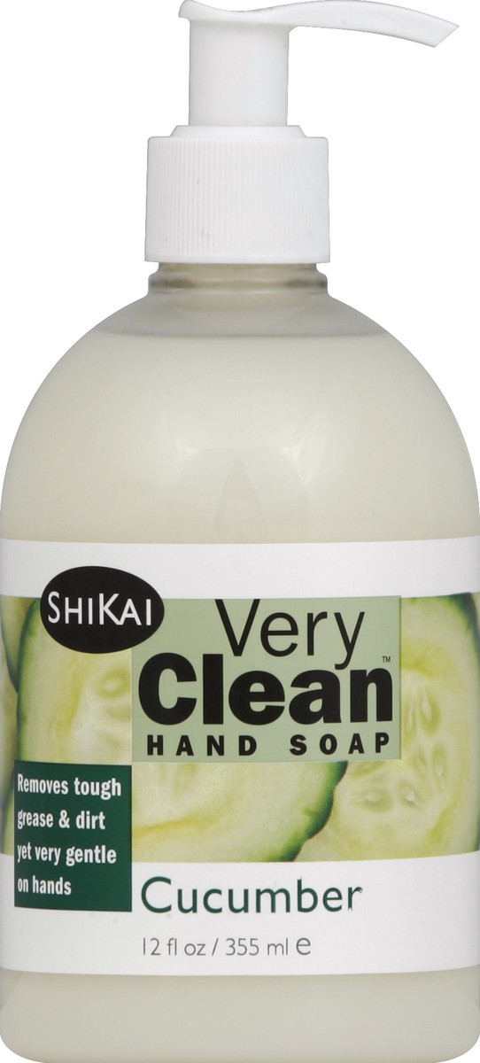 slide 2 of 3, ShiKai Very Clean Cucumber Liquid Hand Soap, 12 fl oz