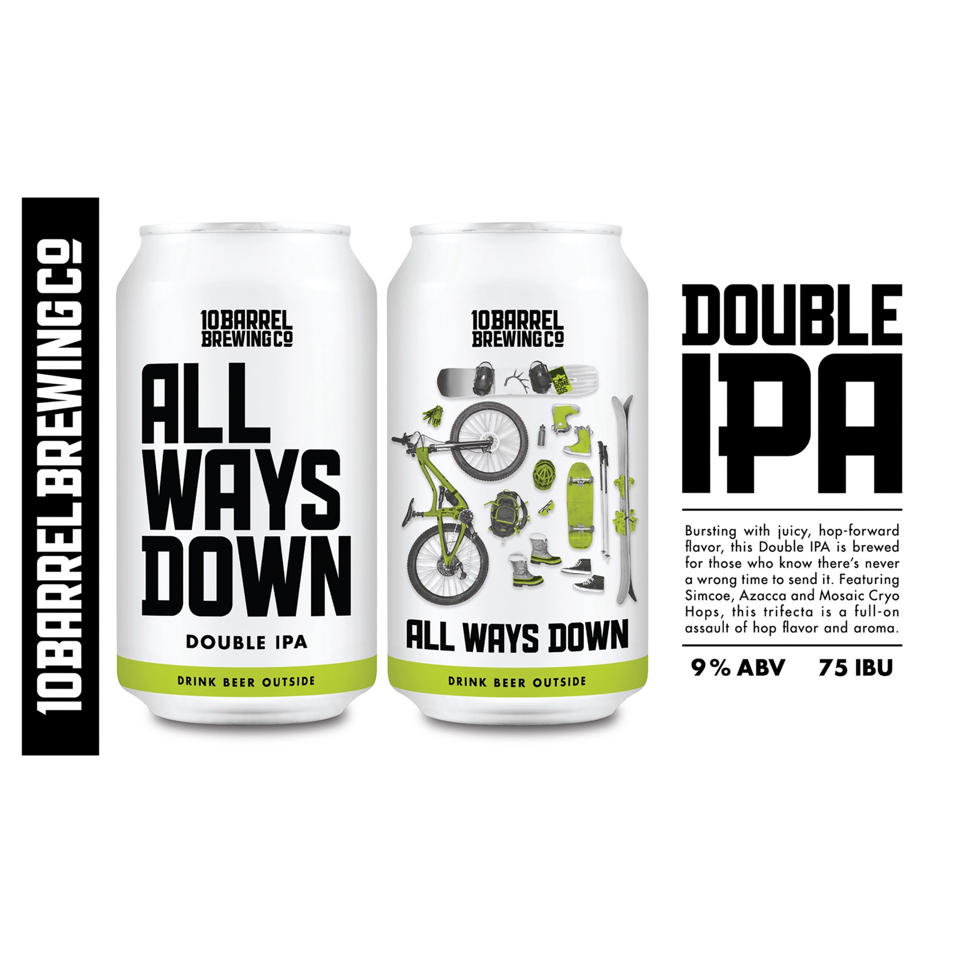 slide 2 of 4, 10 Barrel Brewing Co. Double IPA All Ways Down Hopburst Beer Can 6 ea, 6 ct; 12 fl oz