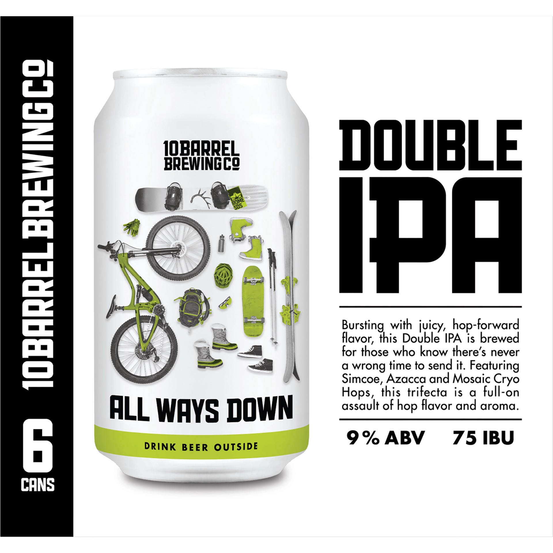 slide 3 of 4, 10 Barrel Brewing Co. Double IPA All Ways Down Hopburst Beer Can 6 ea, 6 ct; 12 fl oz