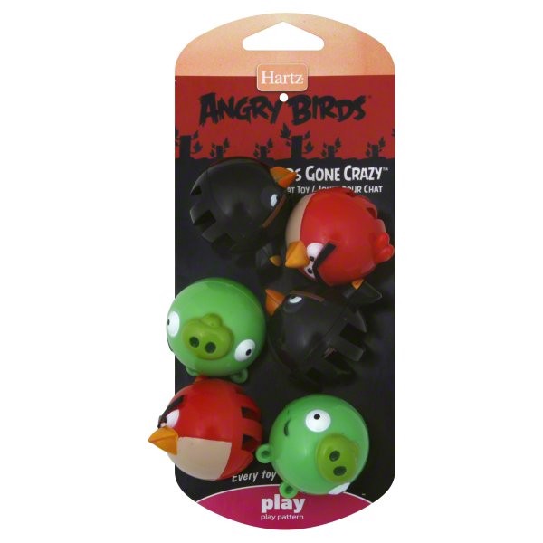 slide 1 of 2, Hartz Cat Toy, Play, Angry Birds Birds Gone Crazy, 6 ct