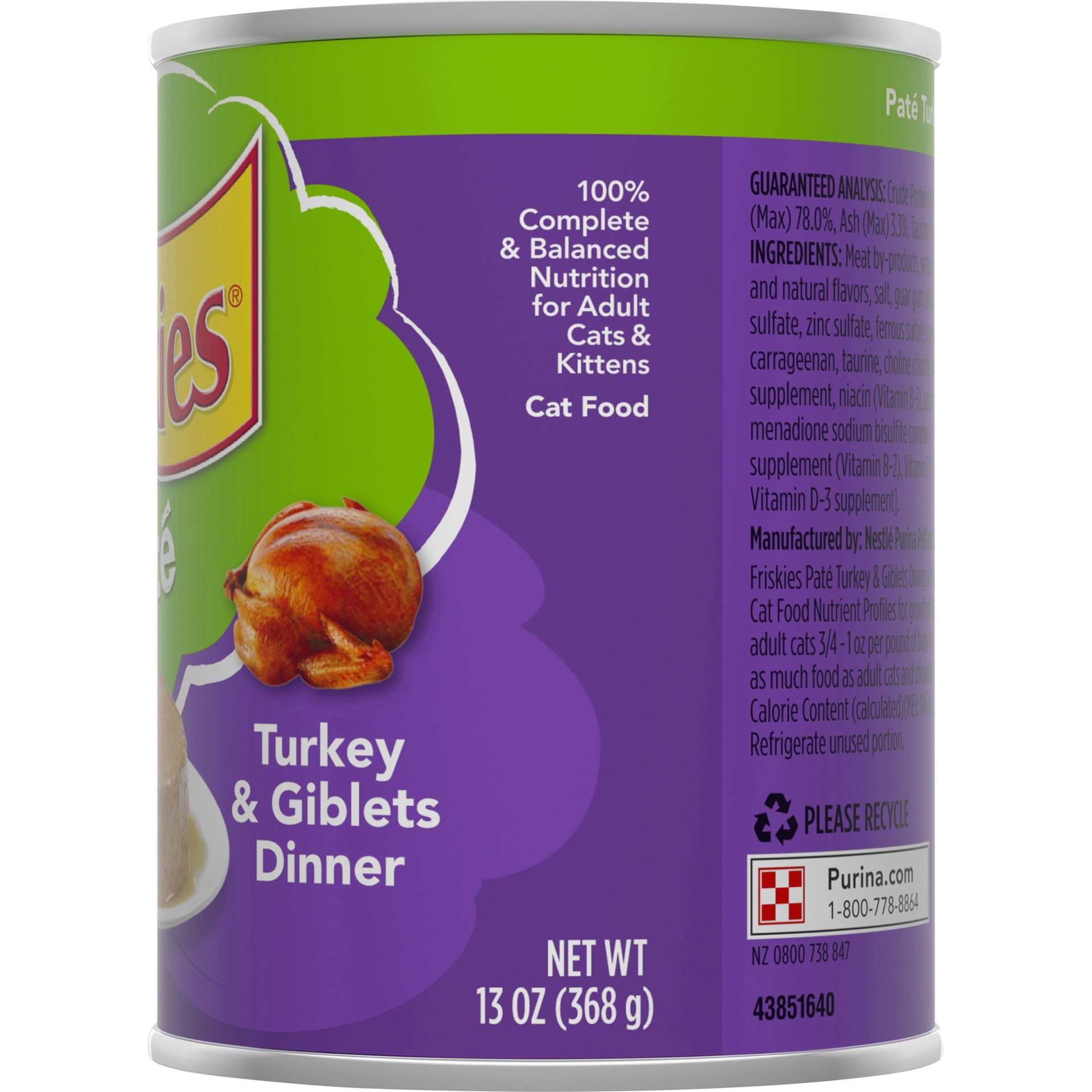 slide 7 of 7, Friskies Pate Turkey & Giblet Wet Cat Food, 13 oz