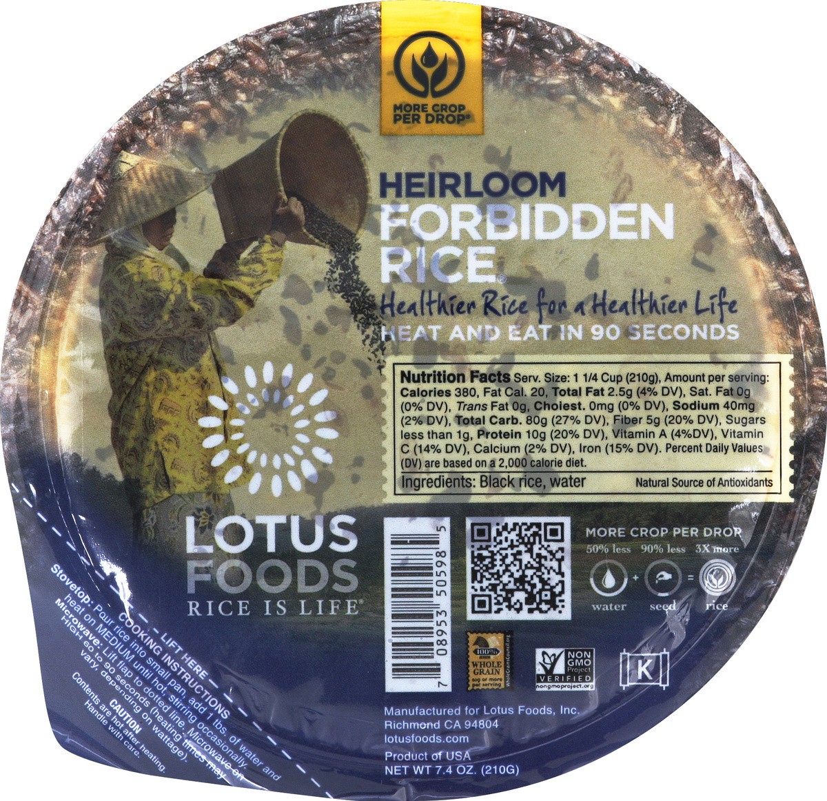 slide 3 of 3, Lotus Foods Forbidden Rice Bowl, 7.4 oz