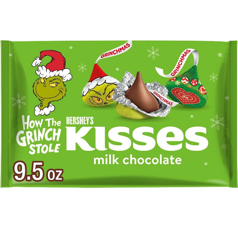 slide 1 of 7, HERSHEY's Kisses Christmas Grinch Milk Chocolate Candy - 9.5oz, 9.5 oz