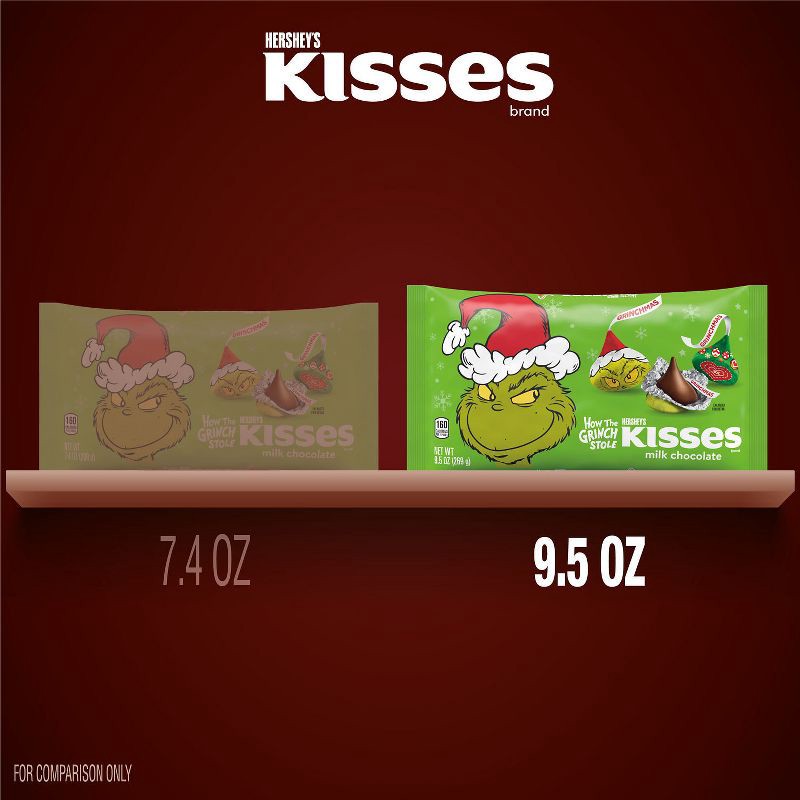 slide 7 of 7, HERSHEY's Kisses Christmas Grinch Milk Chocolate Candy - 9.5oz, 9.5 oz