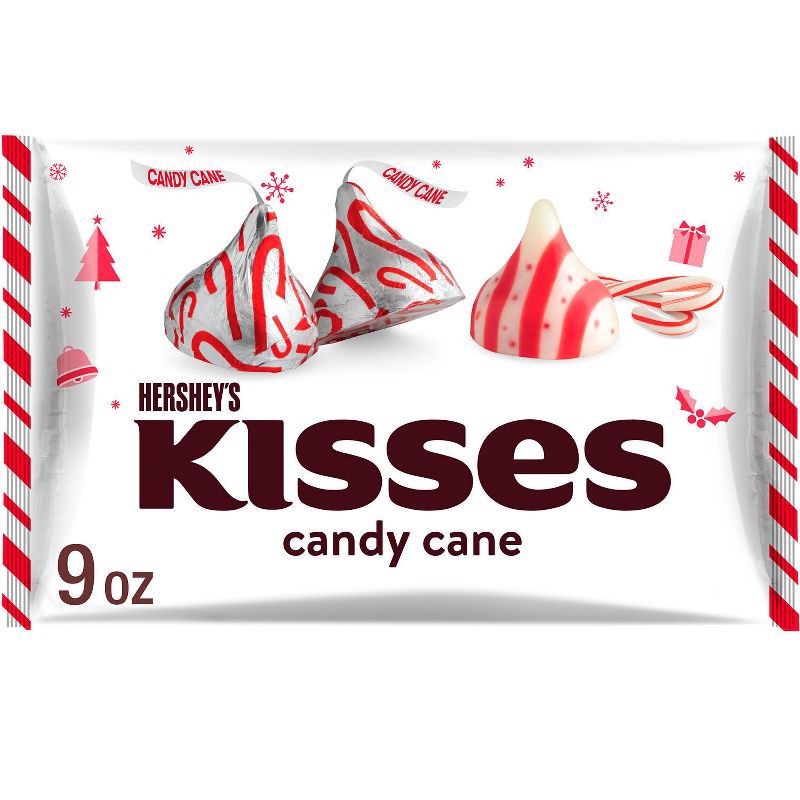 slide 1 of 7, Hershey's Kisses Christmas Candy Cane Flavored Candy - 9oz, 9 oz