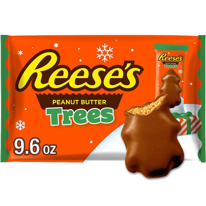 slide 1 of 7, REESE's Peanut Butter Trees Christmas Candy Snack Size - 9.6oz, 9.6 oz