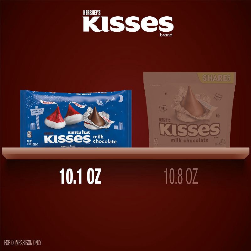 slide 7 of 7, HERSHEY's Kisses Christmas Milk Chocolate Santa Hat Candy - 10.1oz, 10.1 oz