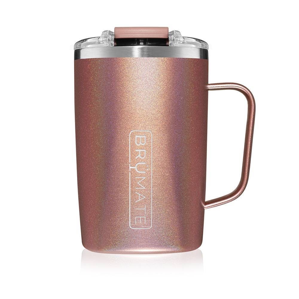 slide 1 of 4, BRUMATE Toddy Stainless Steel Insulated Mug Glitter Rose Gold, 16 oz