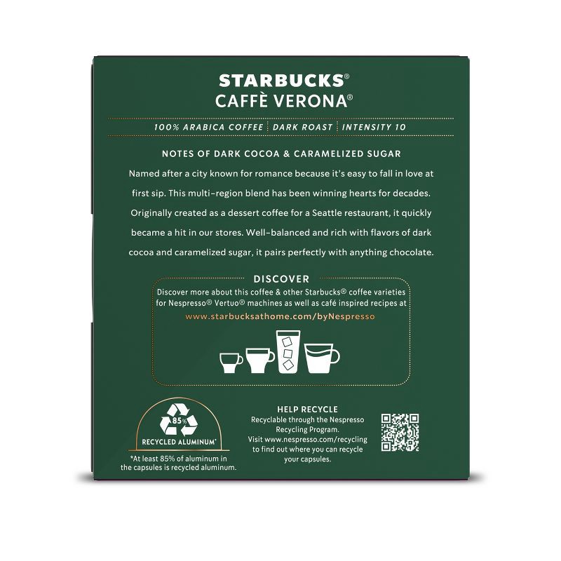 slide 2 of 10, Starbucks by Nespresso Vertuo Line Pods Dark Roast Coffee Caffe Verona - 8ct, 8 ct