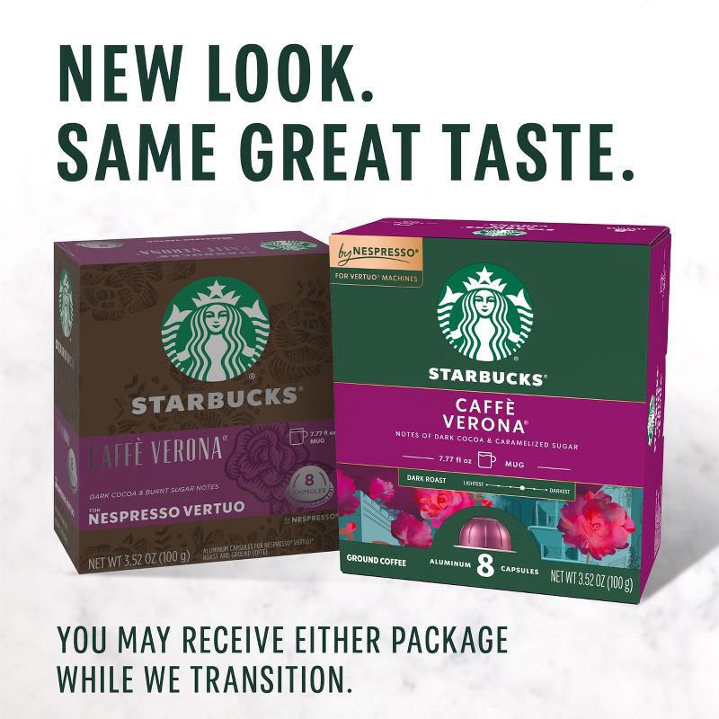 slide 3 of 10, Starbucks by Nespresso Vertuo Line Pods Dark Roast Coffee Caffe Verona - 8ct, 8 ct