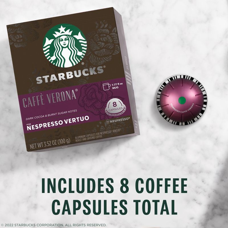 slide 4 of 8, Starbucks by Nespresso Vertuo Line Pods Dark Roast Coffee Caffe Verona - 8ct, 8 ct