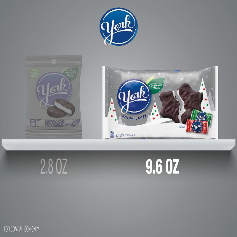 slide 7 of 7, York Christmas Dark Chocolate Peppermint Patties Snowflakes Candy - 9.6oz, 9.6 oz