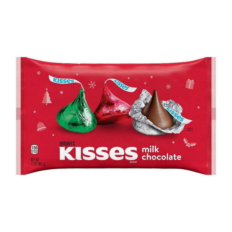 slide 2 of 7, HERSHEY's Kisses Milk Chocolate Christmas Candy - 17oz, 17 oz