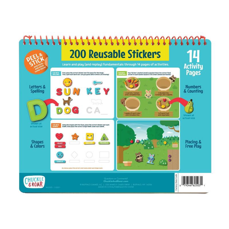 slide 7 of 7, Reusable Sticker Learning & Activity Book with 200 Premium Puffy Stickers - Chuckle & Roar, 1 ct