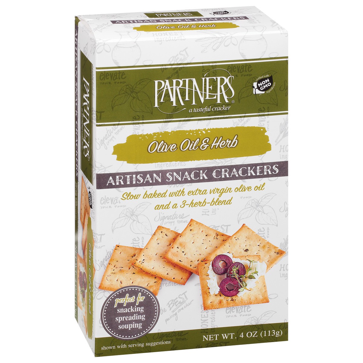 slide 6 of 9, Partners Artisan Olive Oil & Herb Snack Crackers 4 oz, 4 oz