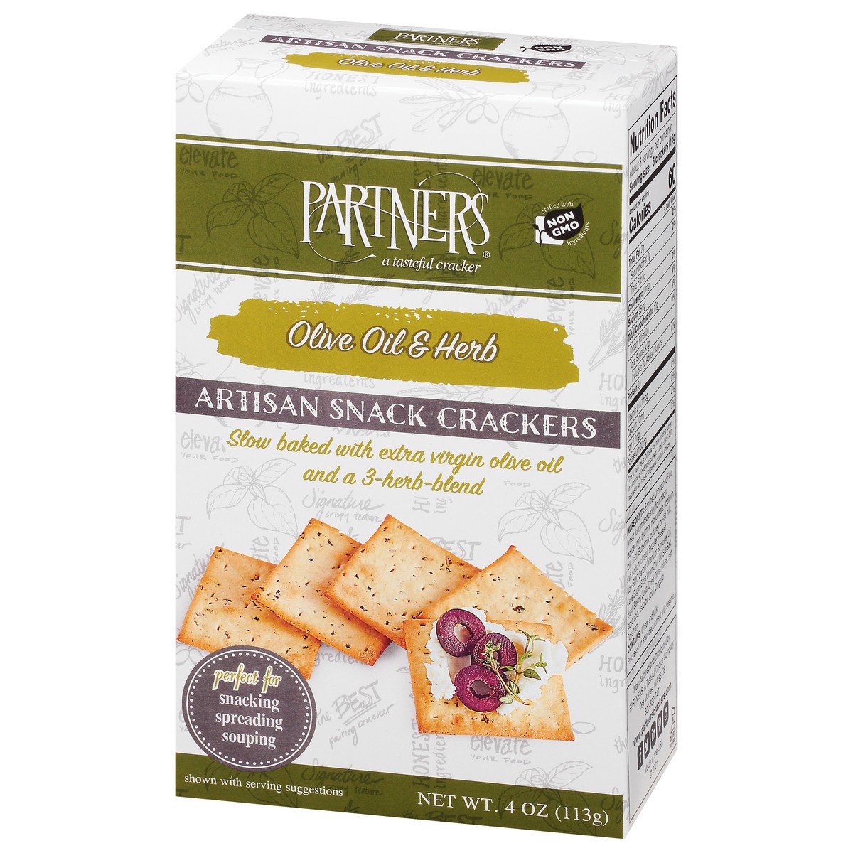 slide 5 of 9, Partners Artisan Olive Oil & Herb Snack Crackers 4 oz, 4 oz