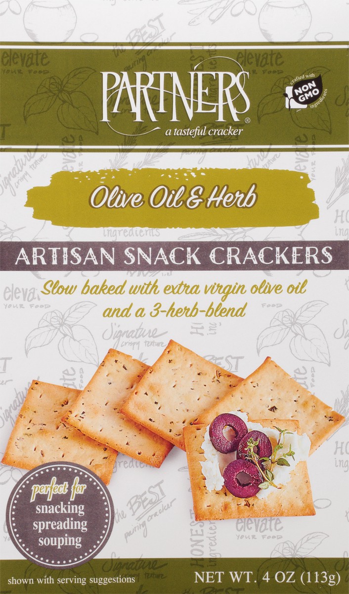 slide 4 of 9, Partners Artisan Olive Oil & Herb Snack Crackers 4 oz, 4 oz