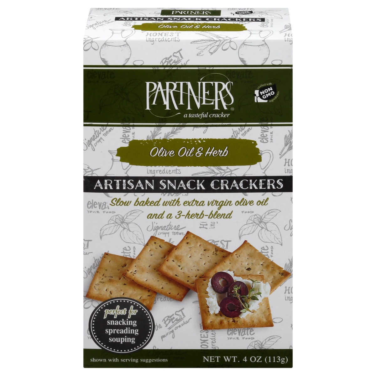 slide 1 of 1, Partners Olive Oil & Herb Crackers, 4 oz