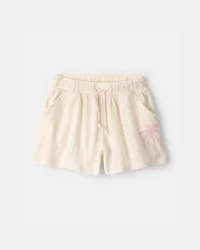 Carter's Girls Palm Tree Embroidered Gauze Shorts - Cream - Size 12