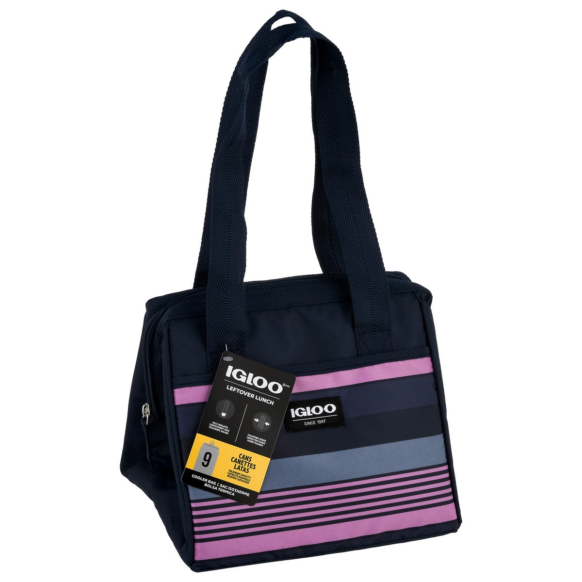 slide 2 of 9, Igloo Cooler Bag, Leftover Lunch, Navy Stripes, 1 ct