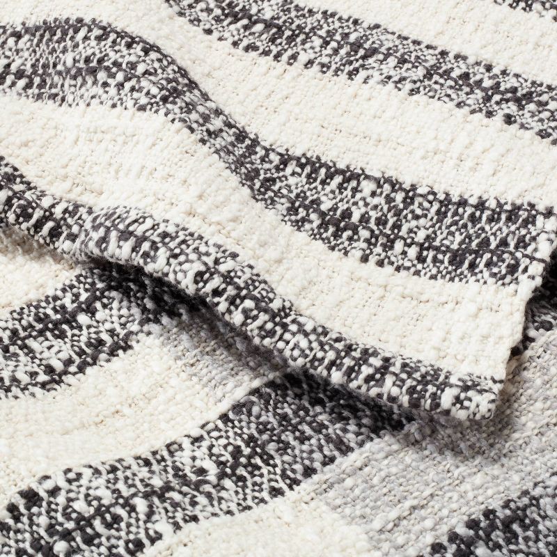 slide 4 of 4, Hearth & Hand with Magnolia Contrast Edge Stripe Throw Blanket Railroad Gray/Cream - Hearth & Hand™ with Magnolia, 1 ct