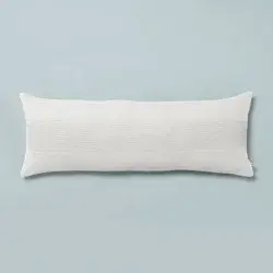 Hearth & Hand with Magnolia 16"x42" Slub Center Stripe Oversized Lumbar Bed Pillow Sour Cream - Hearth & Hand™ with Magnolia