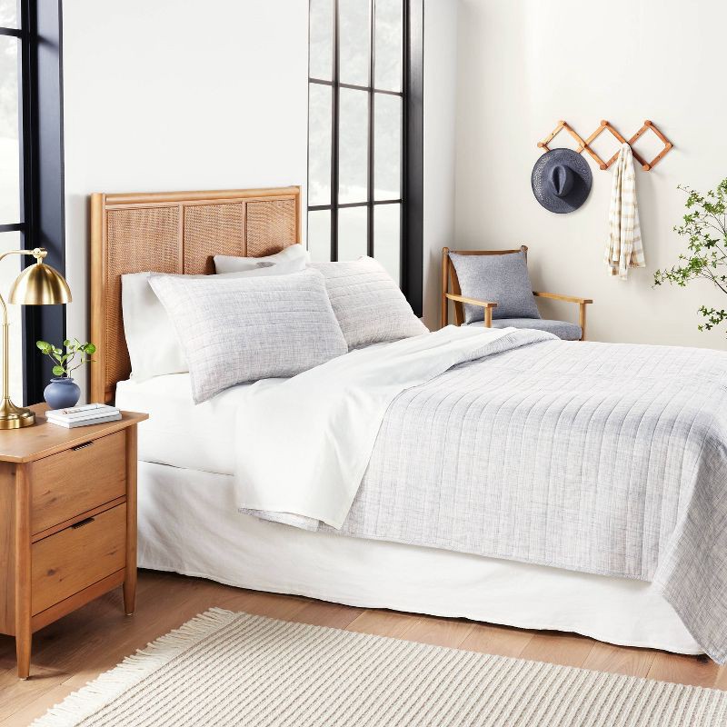 slide 3 of 4, Hearth & Hand with Magnolia King Channel Stitch Heathered Quilt Faded Blue - Hearth & Hand™ with Magnolia: Cotton Blend, Farmhouse Style, OEKO-TEX Certified, 1 ct