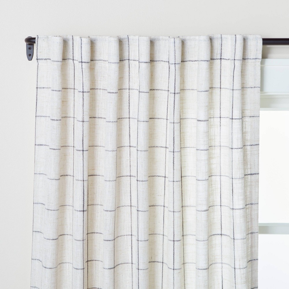 slide 3 of 6, 95" Modest Windowpane Plaid Curtain Panel Railroad Gray - Hearth & Hand with Magnolia, 1 ct