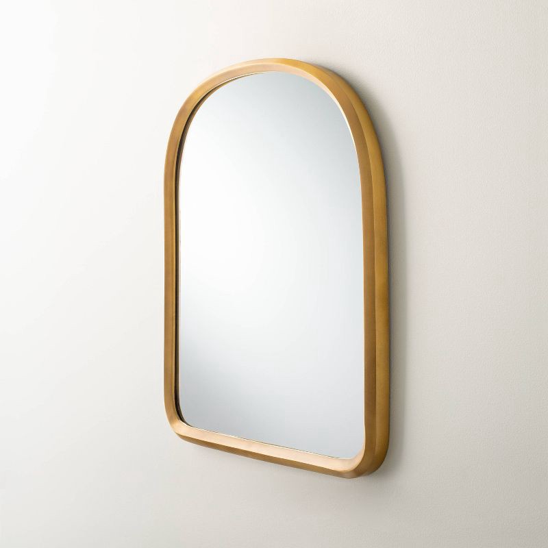 slide 2 of 4, Arched Metal Frame Mirror Brass Finish - Hearth & Hand with Magnolia, 1 ct