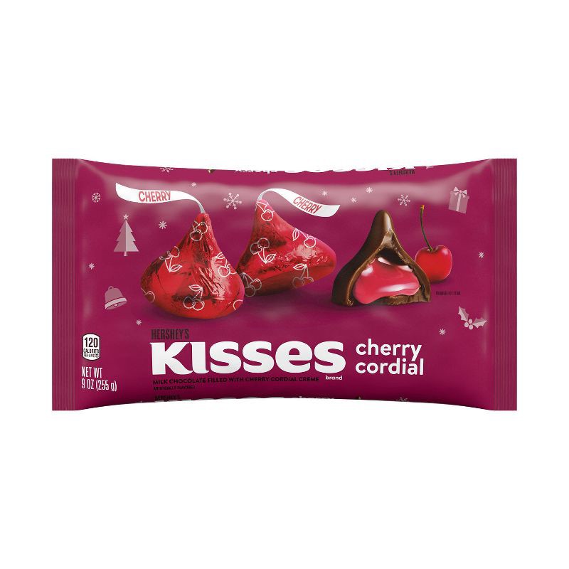 slide 2 of 7, HERSHEY's Kisses Cherry Cordial Flavored Milk Chocolate Christmas Candy - 9oz, 9 oz