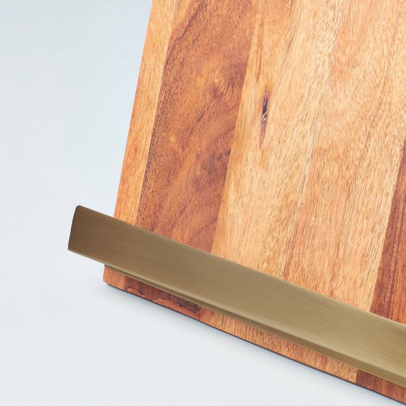 slide 3 of 4, Hearth & Hand with Magnolia Wood Cookbook Holder with Metal Ledge - Hearth & Hand™ with Magnolia, 1 ct