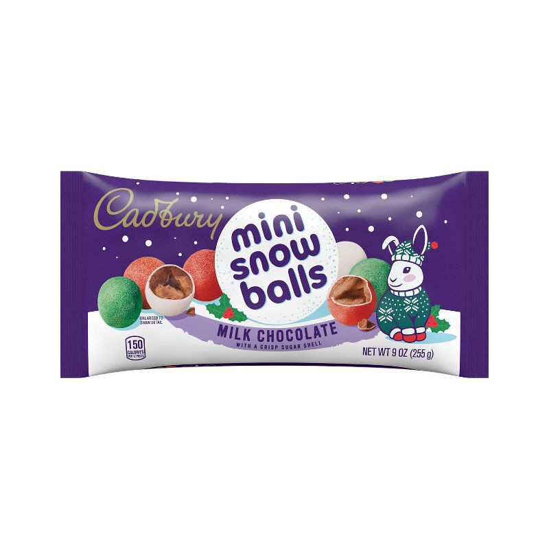 slide 2 of 7, Cadbury Christmas Milk Chocolate Crisp Sugar Shell Mini Snowballs Candy - 9oz, 9 oz