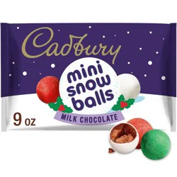 Cadbury Christmas Milk Chocolate Crisp Sugar Shell Mini Snowballs Candy - 9oz