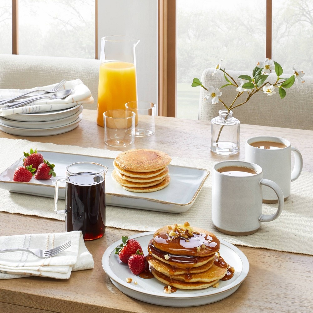 slide 2 of 3, 7" x 14" Glazed Stoneware Serving Platter Sour Cream - Hearth & Hand with Magnolia, 1 ct