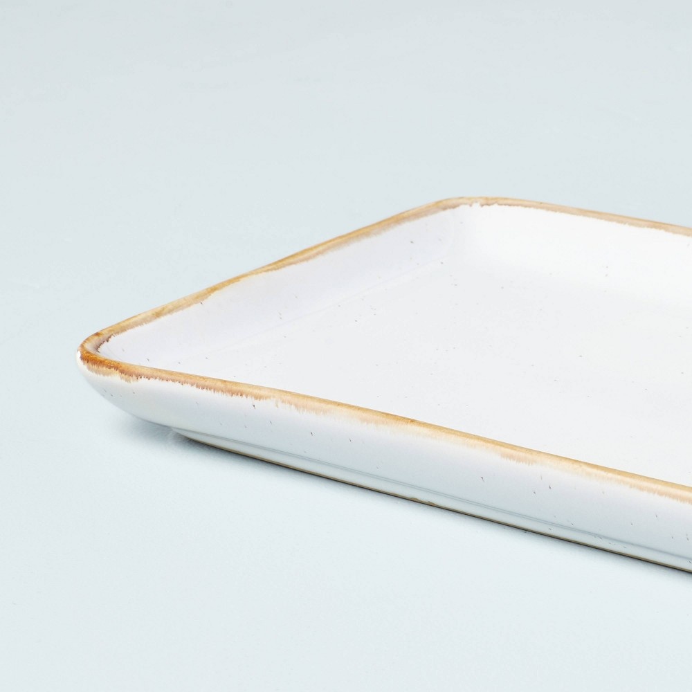 slide 3 of 3, 7" x 14" Glazed Stoneware Serving Platter Sour Cream - Hearth & Hand with Magnolia, 1 ct