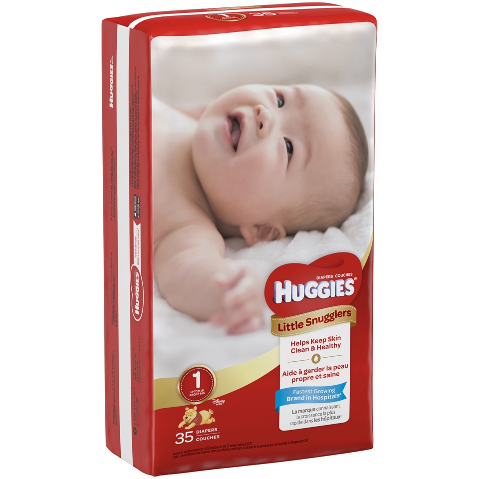 slide 2 of 3, Huggies Little Snugglers Baby Diapers Size 1, 35 ct