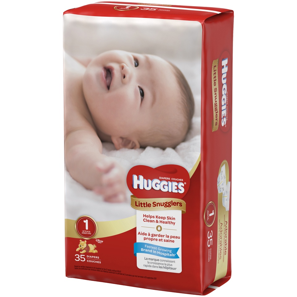 slide 3 of 3, Huggies Little Snugglers Baby Diapers Size 1, 35 ct