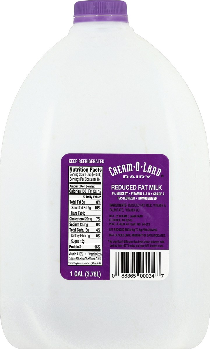 slide 5 of 6, Cream-O-Land Milk, Reduced Fat, 2% Milkfat, 128 fl oz