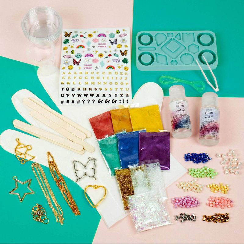slide 2 of 7, D.I.Y. Resin Jewelry Studio - STMT: Jewelry Making Kit with Beads, Resin Charms, Glitter & Instructions for Adults, 1 ct
