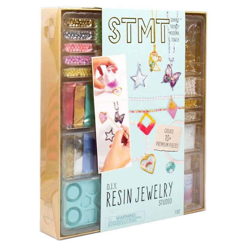 slide 6 of 7, D.I.Y. Resin Jewelry Studio - STMT: Jewelry Making Kit with Beads, Resin Charms, Glitter & Instructions for Adults, 1 ct
