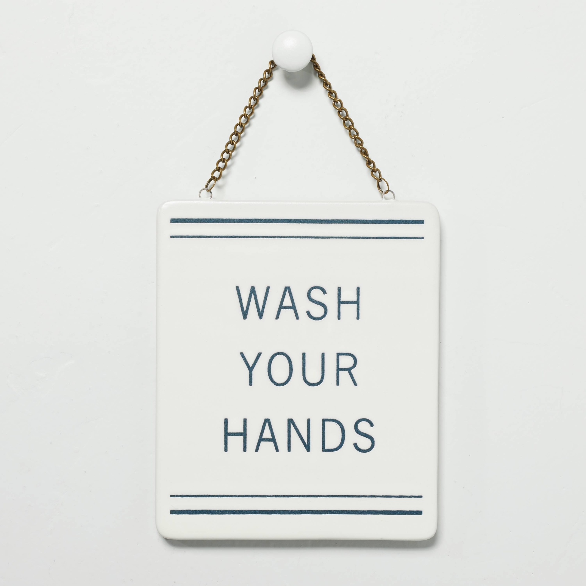 slide 1 of 3, 'Wash Your Hands' Stoneware Wall Sign Blue/Cream - Hearth & Hand with Magnolia, 1 ct