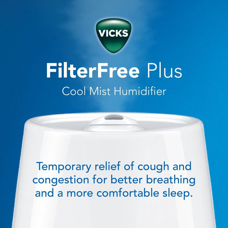 slide 3 of 8, Vicks Filter Free Plus Cool Mist Ultrasonic Humidifier - 1.2gal, 1.2 gal