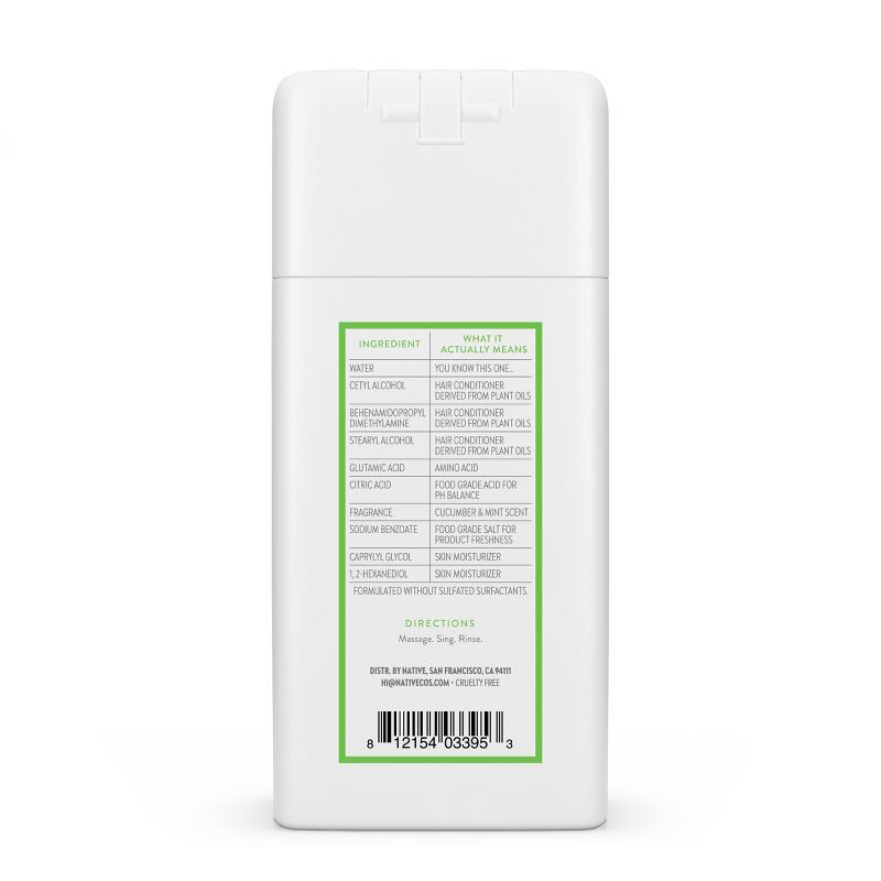 slide 2 of 7, Native Travel Size Vegan Cucumber & Mint Natural Volume Conditioner, Clean, Sulfate, Paraben and Silicone Free - 3 fl oz, 3 fl oz