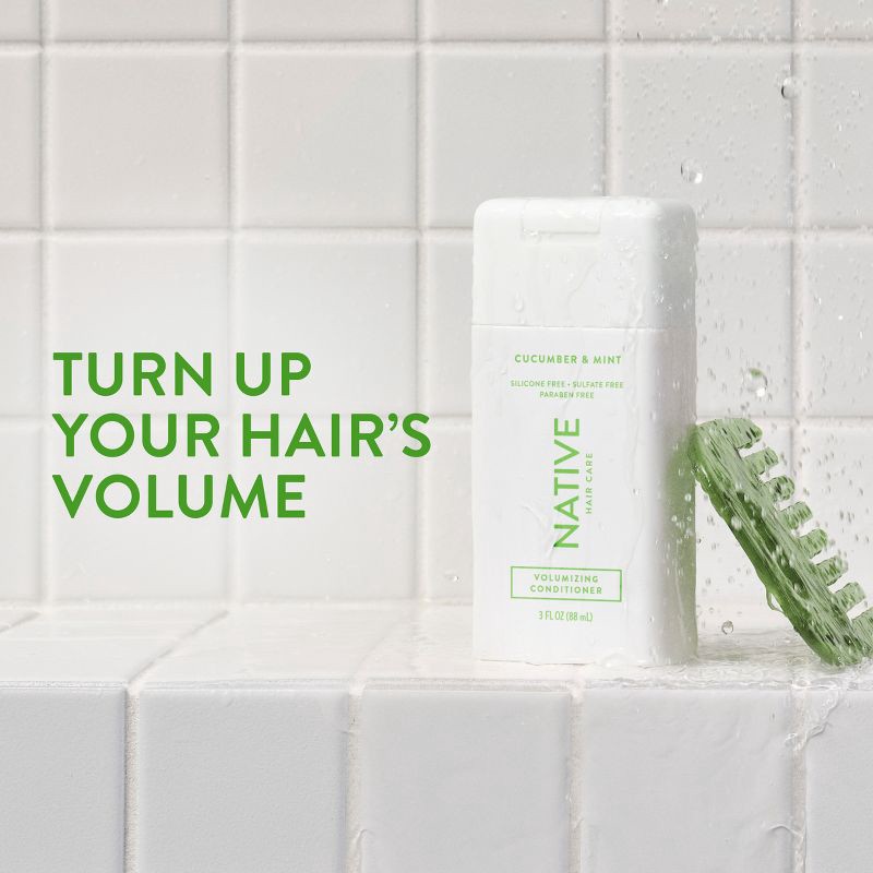 slide 2 of 12, Native Travel Size Vegan Cucumber & Mint Natural Volume Conditioner, Clean, Sulfate, Paraben and Silicone Free - 3 fl oz, 3 fl oz