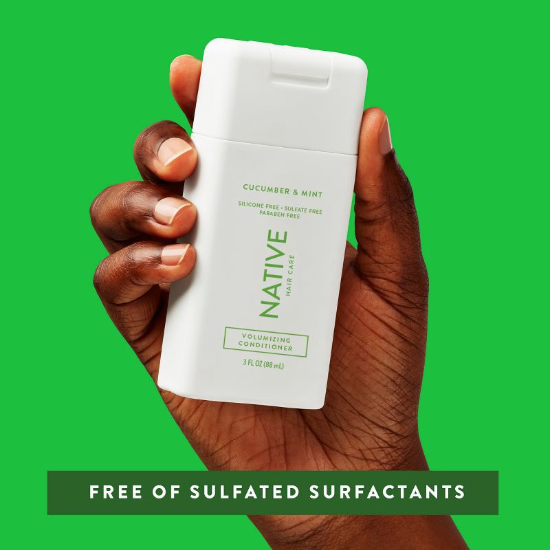 slide 3 of 7, Native Travel Size Vegan Cucumber & Mint Natural Volume Conditioner, Clean, Sulfate, Paraben and Silicone Free - 3 fl oz, 3 fl oz