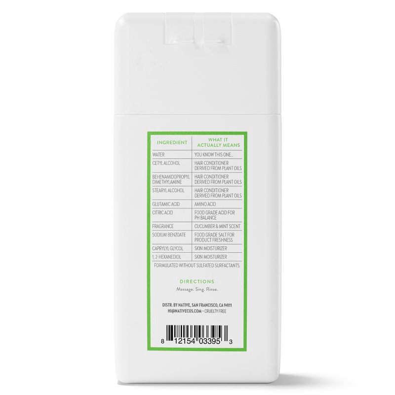 slide 12 of 12, Native Travel Size Vegan Cucumber & Mint Natural Volume Conditioner, Clean, Sulfate, Paraben and Silicone Free - 3 fl oz, 3 fl oz
