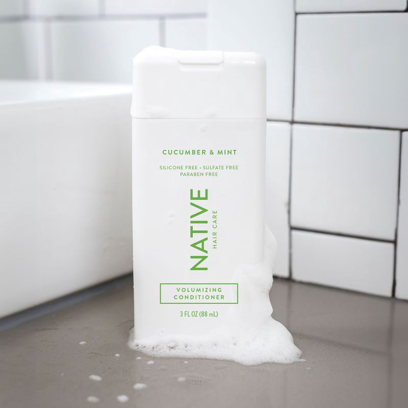 slide 6 of 7, Native Travel Size Vegan Cucumber & Mint Natural Volume Conditioner, Clean, Sulfate, Paraben and Silicone Free - 3 fl oz, 3 fl oz