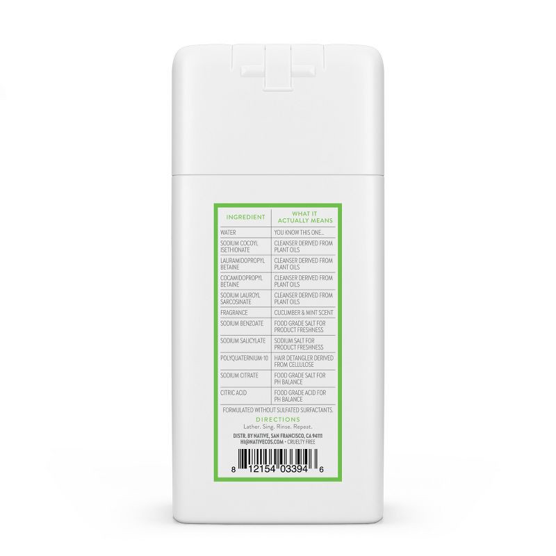 slide 2 of 6, Native Travel Size Vegan Cucumber & Mint Natural Volume Shampoo, Clean, Sulfate, Paraben and Silicone Free - 3 fl oz, 3 fl oz