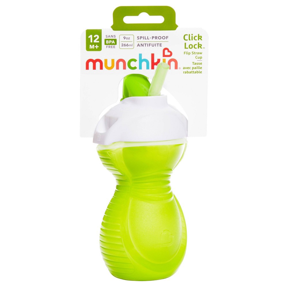 slide 2 of 4, Munchkin Click Lock Flip Straw Cup - Green - 9oz, 1 ct