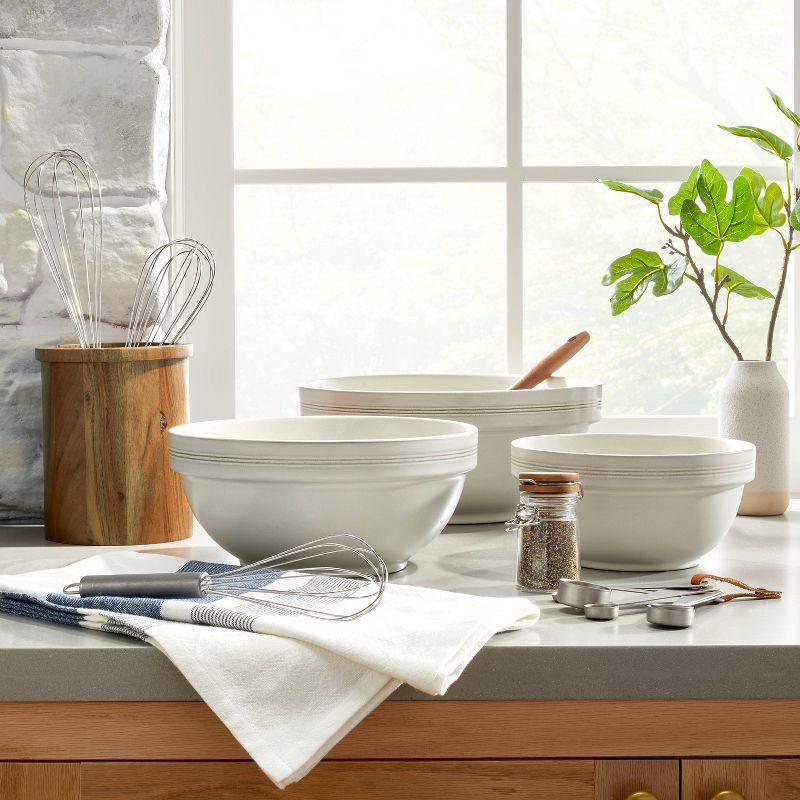 slide 2 of 3, Hearth & Hand with Magnolia Wooden Utensil Holder Brown - Hearth & Hand™ with Magnolia: Acacia Crock for Kitchen Storage, Spot Clean, 1 ct